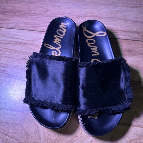 Sam Edelman Black Fringe Slide Sandals - Picture 5 of 12
